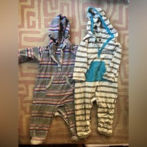 Bundle of two Tea Collection long-sleeves hooded playsuits